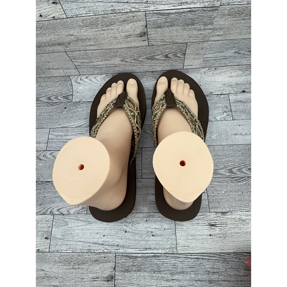 Skechers Women's Brown Thong‎ Sandals with Beaded Flower Detail - Picture 9 of 14